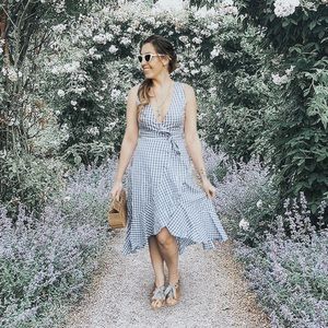 Blue and white gingham dress
